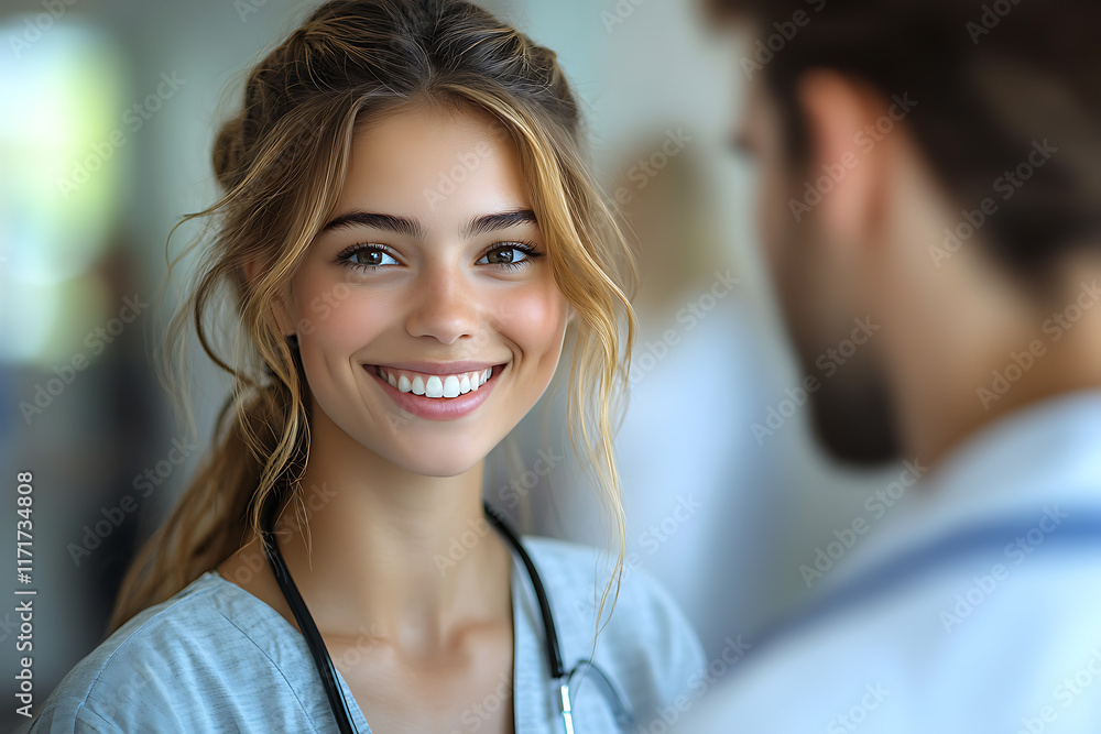 Caring and professional nurse assisting a patient in a modern clinic wearing a medical uniform
Caring and professional nurse assisting a patient in a modern clinic wearing a medical uniform