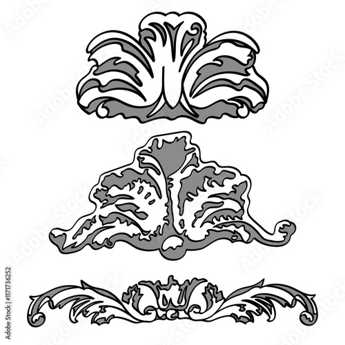 Greek decorative element flower, greek vector shape, stucco decoration, cartouche