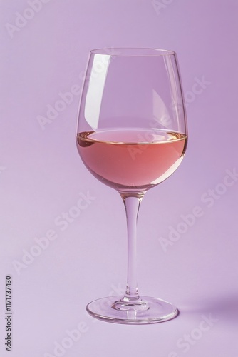Elegant glass of rose wine against a soft purple background highlighting its ...