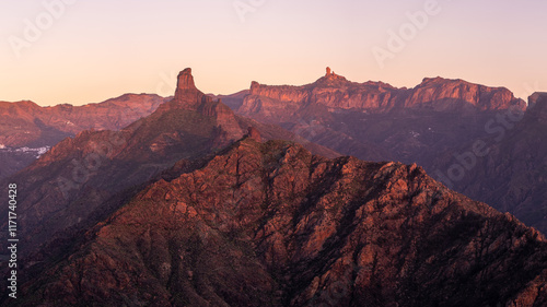 Sunset Landscape of Roque Bentayga and Roque Nublo