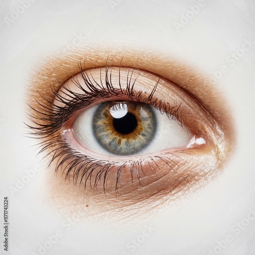 Close-Up of Realistic Human Eye isolated on transparent background, png