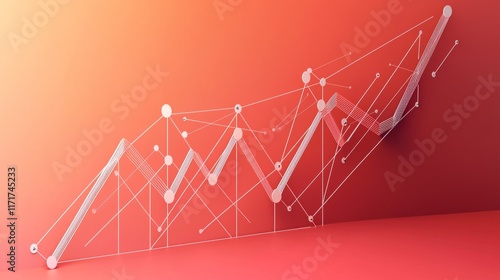 Minimalistic 3D Banner with Linear Graph on Solid Background photo