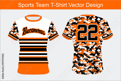 Bucaneras Jersey Design Camo With pinstripes softball orange black round neck jersey sublimation