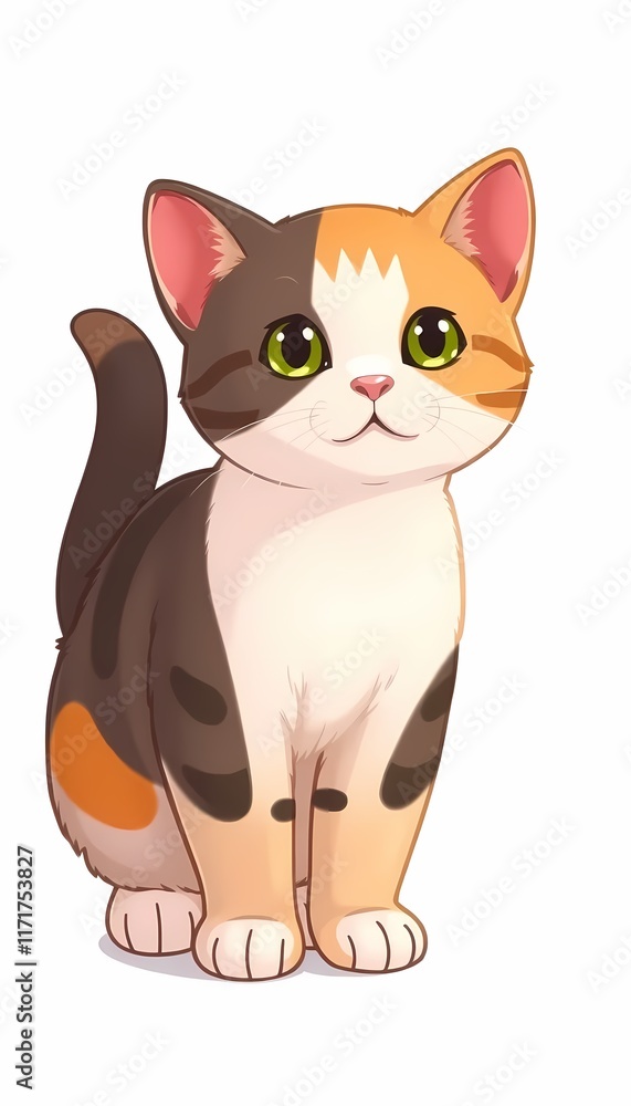 Standing Three-Colored Cat (Transparent ) Standing Three-Colored Cat (Transparent )
