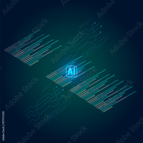 AI background tech circuit data background dark, abstract technology background