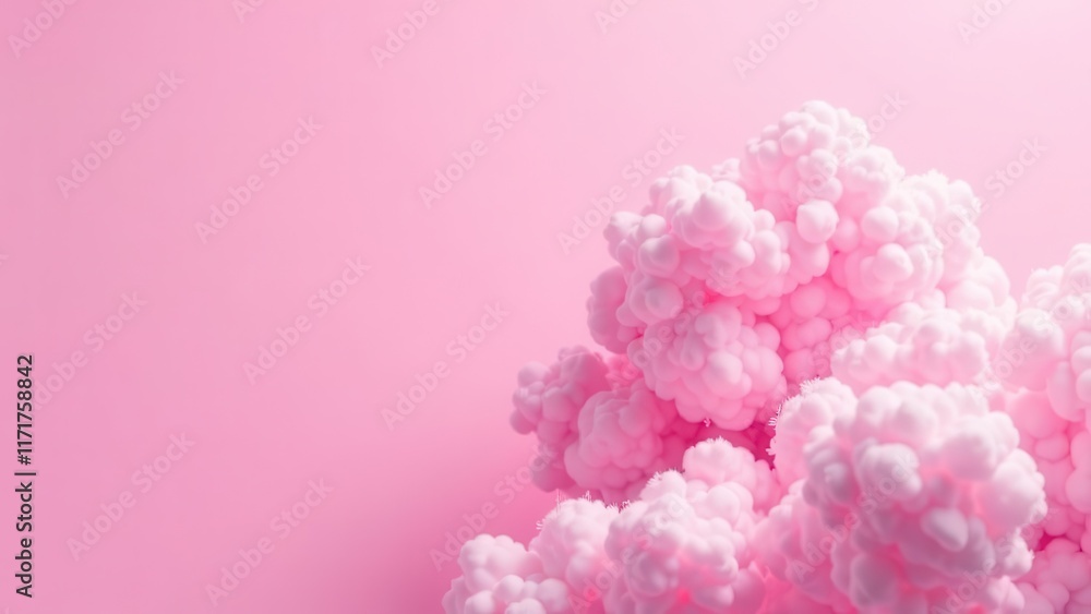 Fototapeta premium Soft pink clouds create a dreamy atmosphere against a pastel background, evoking a sense of calm and serenity in the early evening light. Generative AI