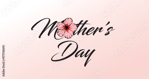 Happy Mother's Day background with pink flower and background. Mother's Day postcard with hand written lettering and realistic 3d flower. Vector illustration for poster, template, sale, promo, website