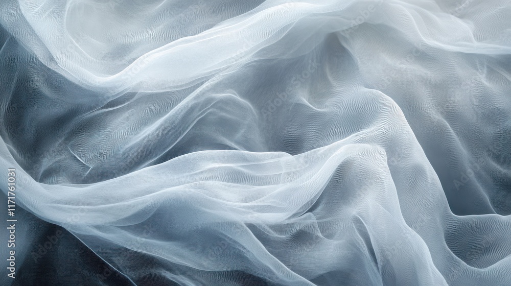 Obraz premium Soft, flowing chiffon fabric in shades of blue and white.