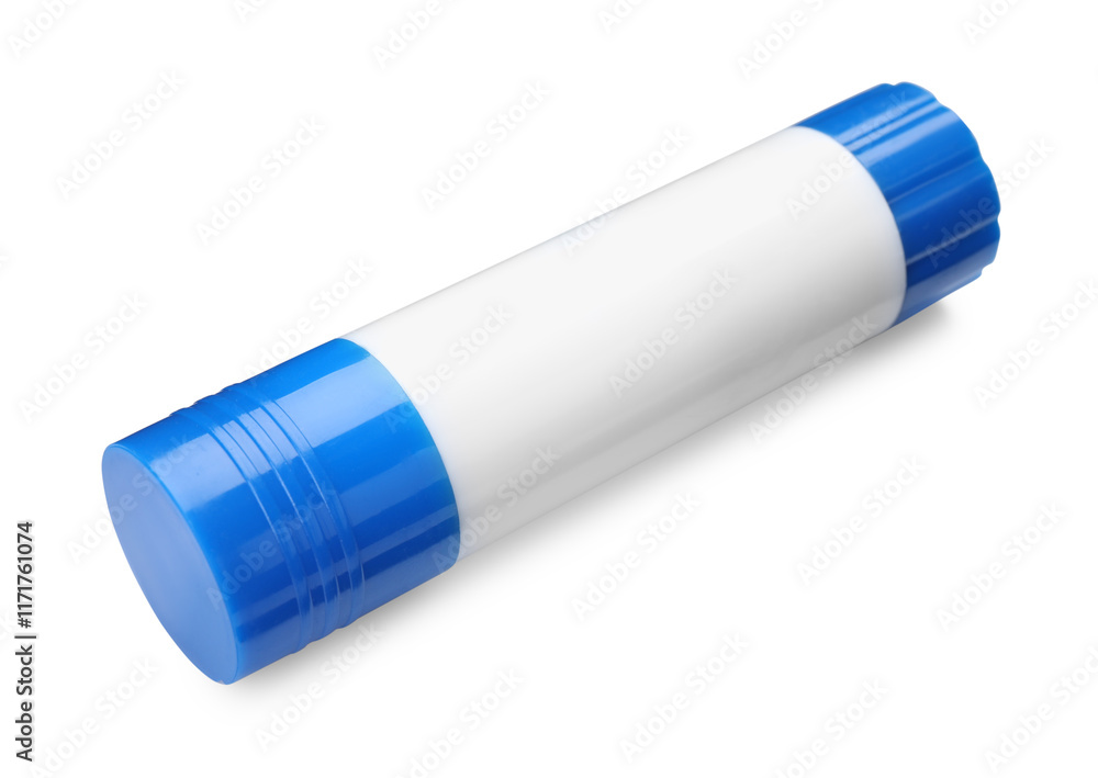 One glue stick isolated on white. Adhesive material One glue stick isolated on white. Adhesive material