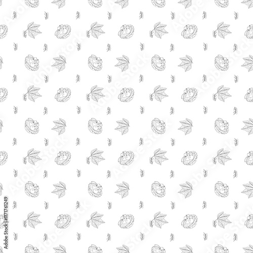 Cupcake with berries in doodle style. Seamless pattern. Vector illustration.