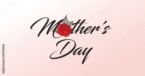 Happy Mother's Day background with pink flower and background. Mother's Day postcard with hand written lettering and realistic 3d flower. Vector illustration for poster, template, sale, promo, website