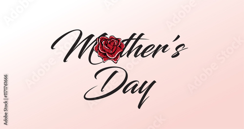 Happy Mother's Day background with pink flower and background. Mother's Day postcard with hand written lettering and realistic 3d flower. Vector illustration for poster, template, sale, promo, website