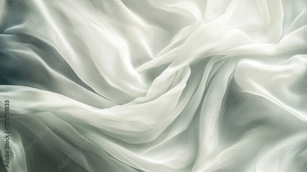 Obraz premium Soft, flowing white fabric draped elegantly. Luxurious texture and subtle light play.