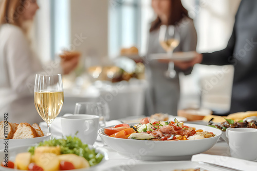 Wallpaper Mural Coworkers having business lunch in restaurant, closeup Torontodigital.ca