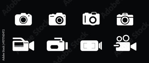 Camera icon set camera photo snapshot capture photograph shutter flash digital app modern minimalist symbol outline vector graphic icon flat style