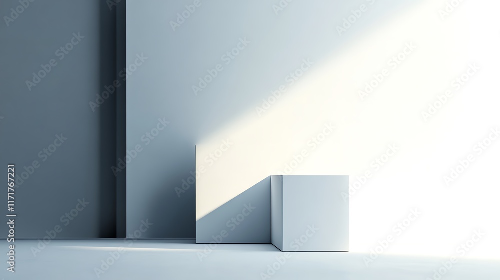 Fototapeta premium Minimalist White Box Display in Light Filled Room