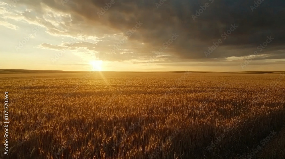 A stunning view of a golden wheat field under a dramatic sky, inviting reflection on the beauty of rural landscapes. 8k, realistic, full ultra HD, high resolution, and cinematic photography A stunning view of a golden wheat field under a dramatic sky, inviting reflection on the beauty of rural landscapes. 8k, realistic, full ultra HD, high resolution, and cinematic photography