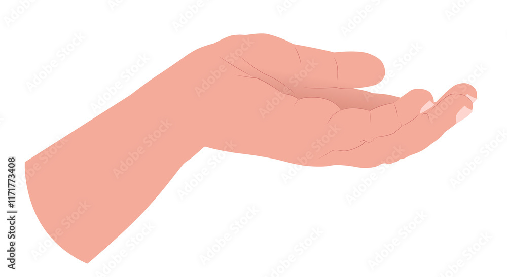 Open child hand illustration in a minimalistic graphic style on white background. Open child hand illustration in a minimalistic graphic style on white background.