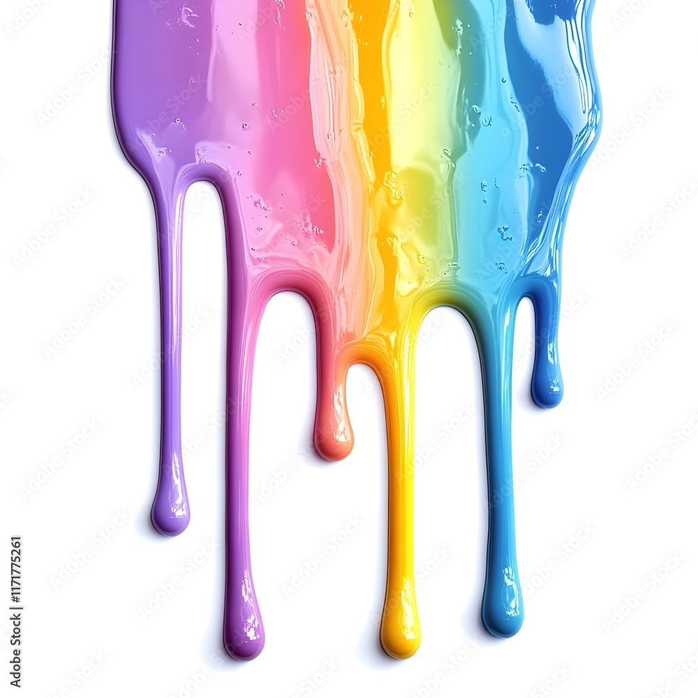 Rainbow dripping liquid on white background Rainbow dripping liquid on white background