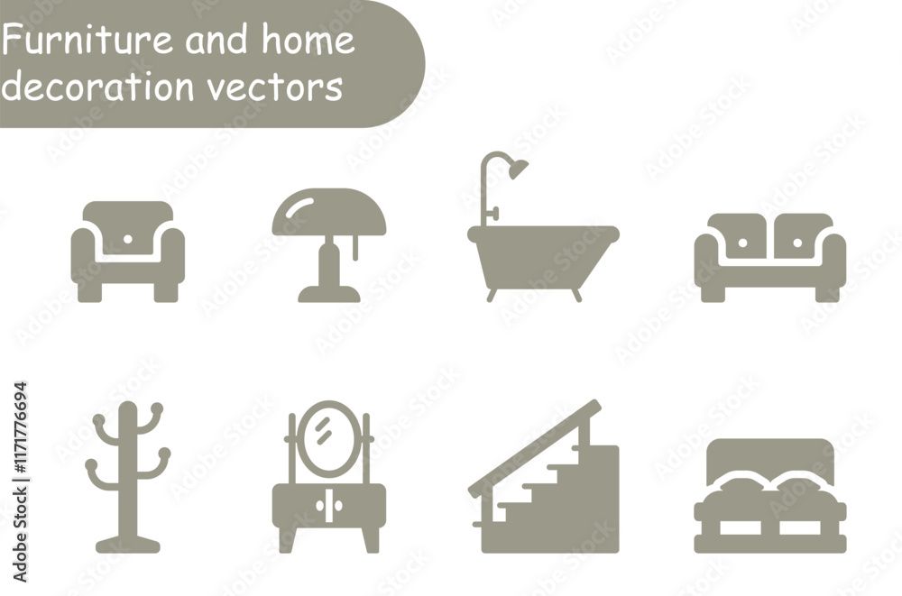 Furniture and home decoration vector Furniture and home decoration vector
