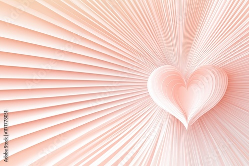 Valentine's Day background. Soft Pastel Pink Rays Forming A Double Heart Shape With Gentle Gradient Effect. Artistic Backdrop For Love-Themed Projects And Celebrations. AI generated