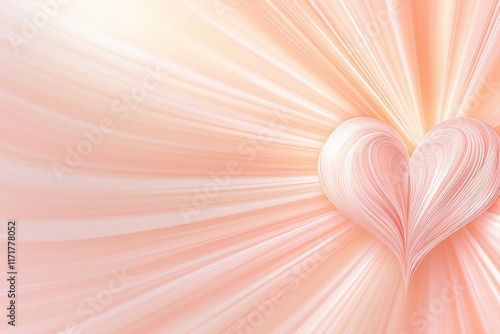 Valentine's Day background. Soft Pastel Pink Rays Forming A Double Heart Shape With Gentle Gradient Effect. Artistic Backdrop For Love-Themed Projects And Celebrations. AI generated