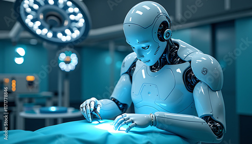 Humanoid Robot Performing Surgery in High-Tech Room