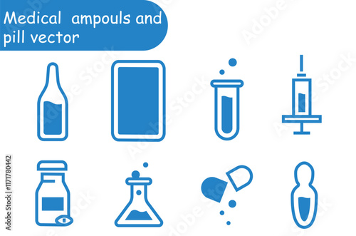 Medical ampouls and pill vector 