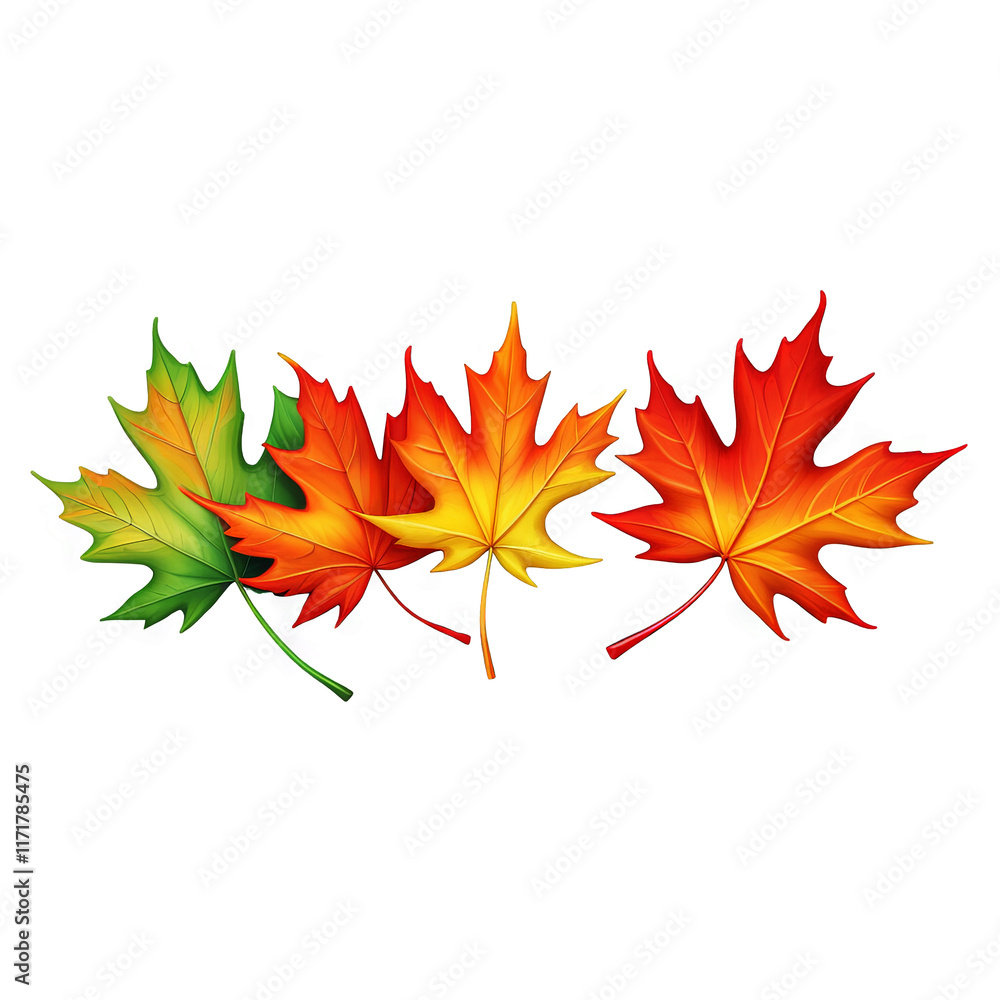 Fototapeta premium Realistic Colorful Maple Leaves Illustration In Vibrant Red