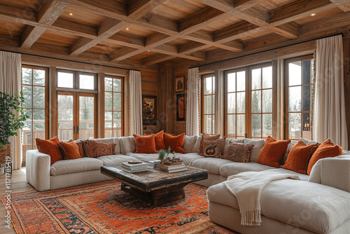 Luxurious Mountain Cabin Living Room Interior Design