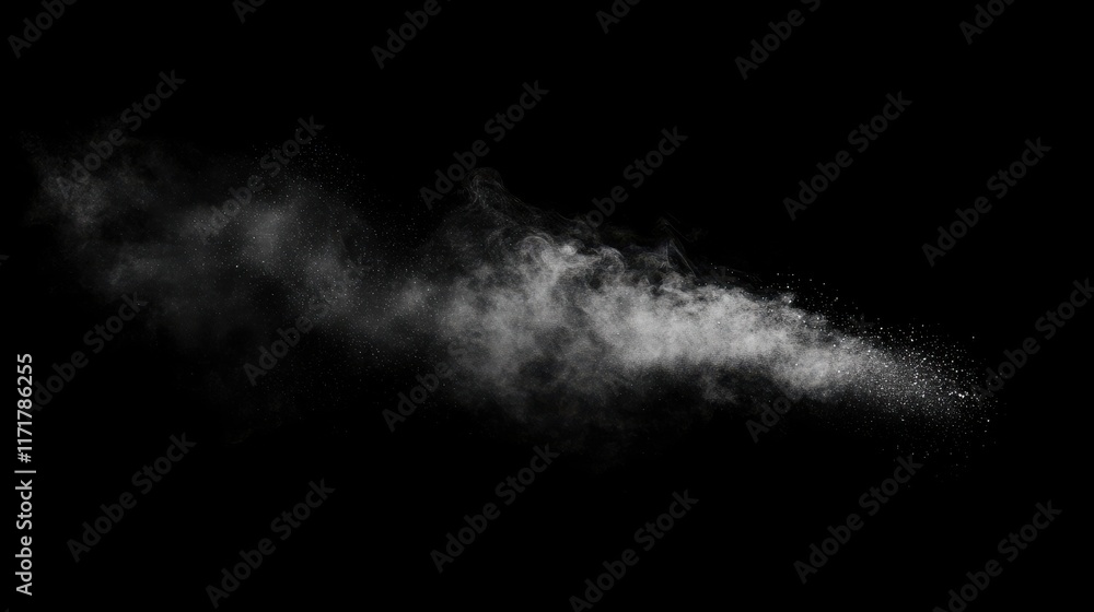 White powder explosion on black background White powder explosion on black background