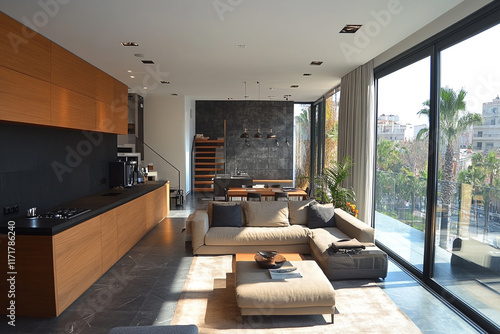 Modern Apartment Living Room Design Featuring City Views