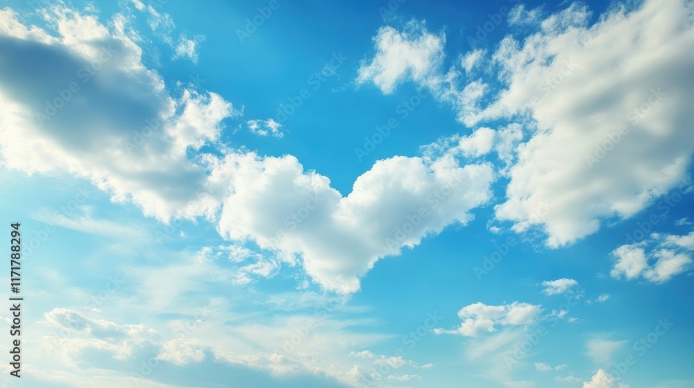 Heart-shaped clouds in a vibrant blue sky. Heart-shaped clouds in a vibrant blue sky.