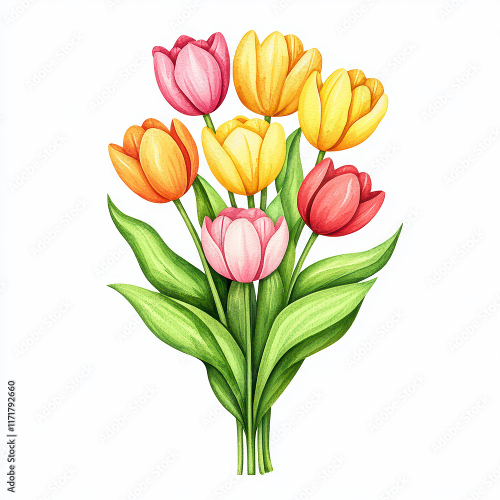 Fototapeta premium vibrant bouquet of tulips in various colors and shapes