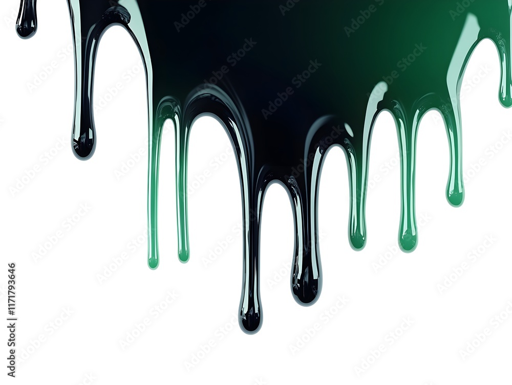 Dripping liquid green and black on a white background Dripping liquid green and black on a white background