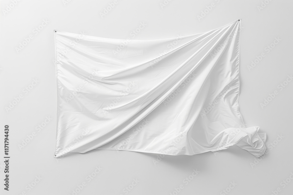 A white flag is hanging on a wall A white flag is hanging on a wall