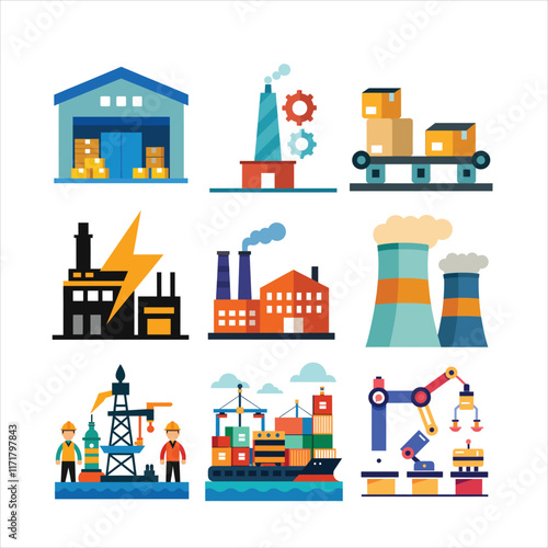  Factories and Industrial icon related to International Labor Day.