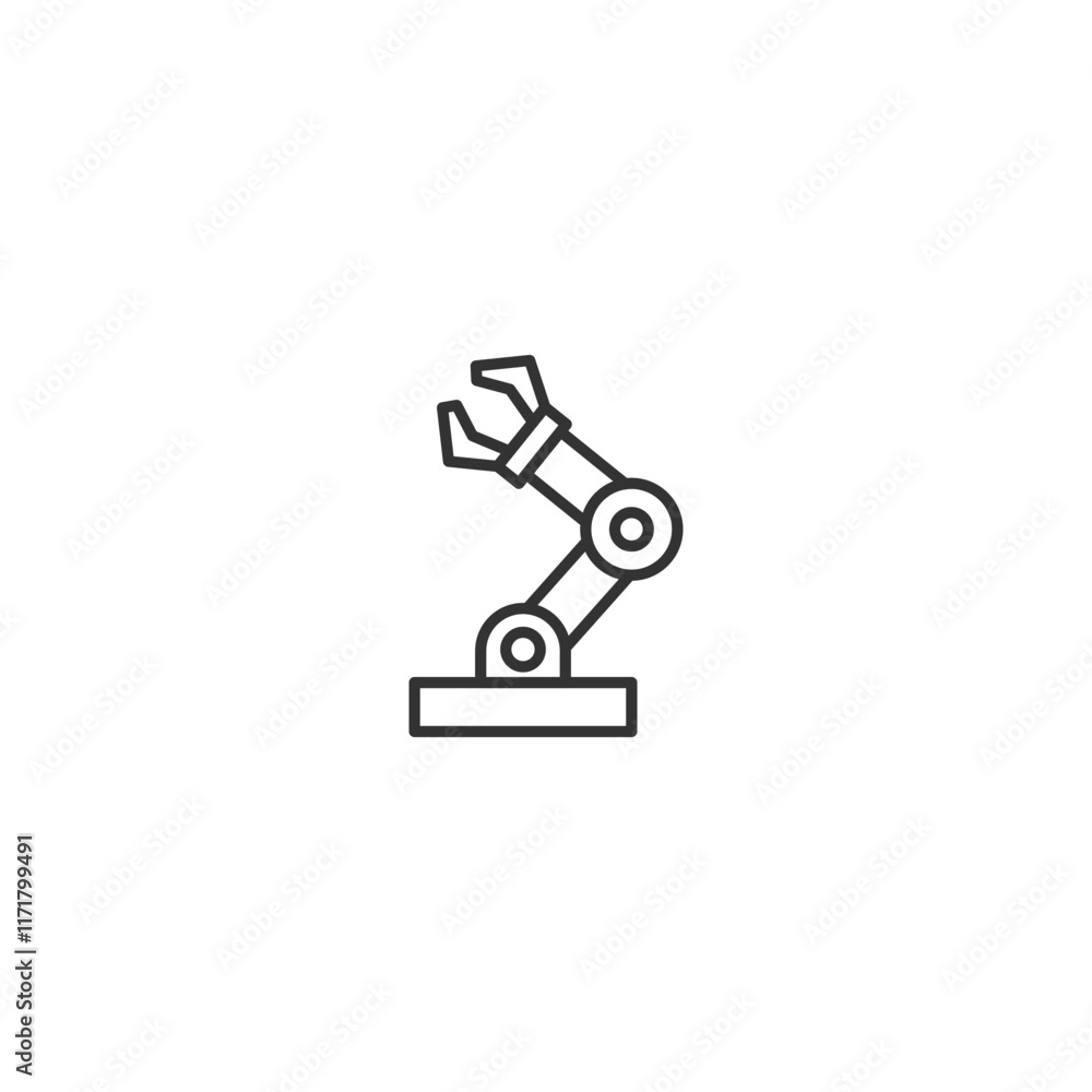 Minimalist line drawing of a robotic arm on a white background Minimalist line drawing of a robotic arm on a white background