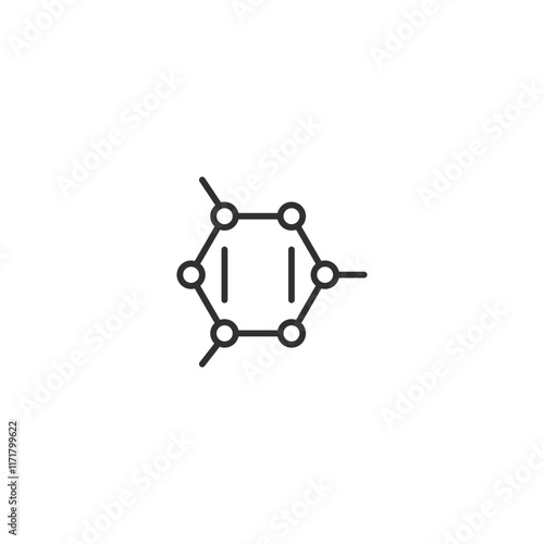 Benzene ring symbol: simple black and white chemical structure icon