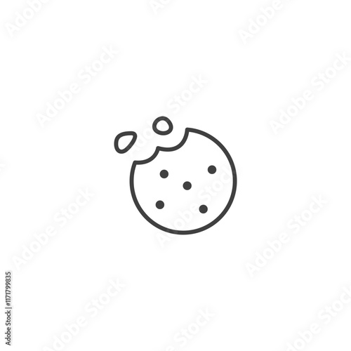 Minimalist cookie icon with bite missing on white background