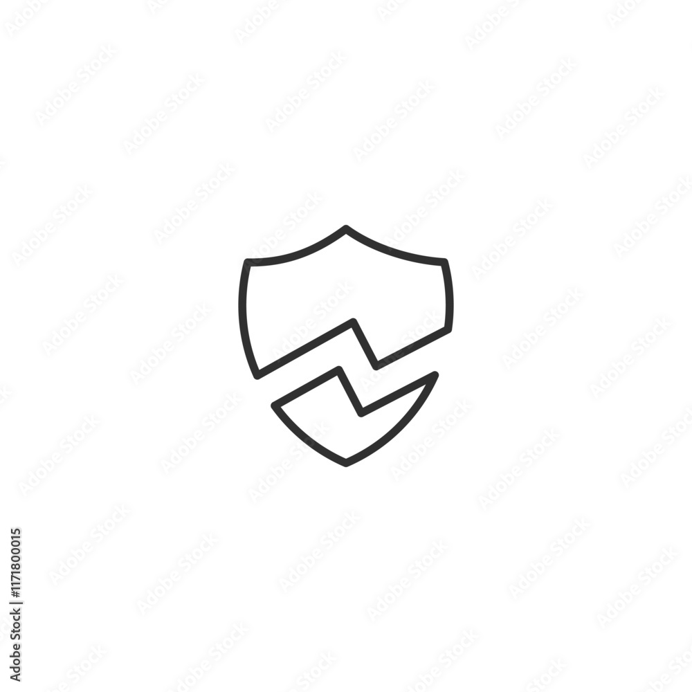 Minimalist shield icon representing security and protection on white background