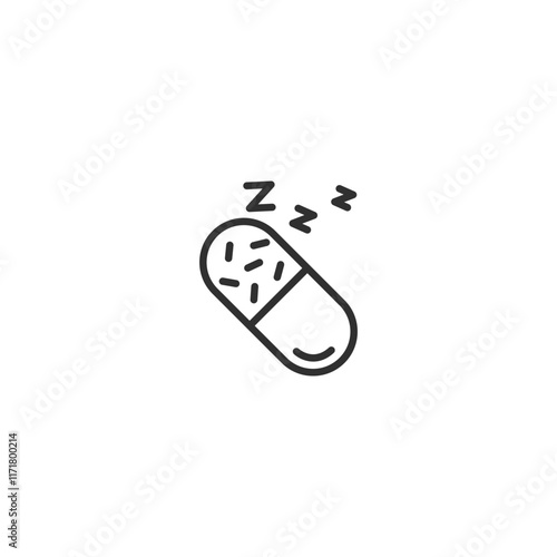Sleep aid capsule icon with zzzs for rest and relaxation concept