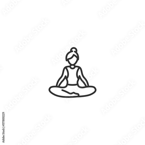 Minimalist yoga icon illustrating calm meditation practice on plain background
