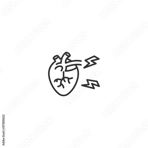 Anatomical heart icon with lightning bolts symbolizing health and energy