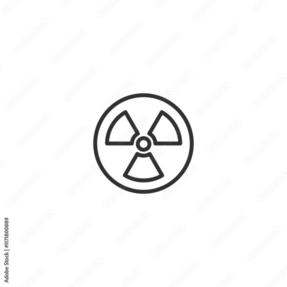 Minimalistic nuclear hazard icon with bold lines on white background Minimalistic nuclear hazard icon with bold lines on white background