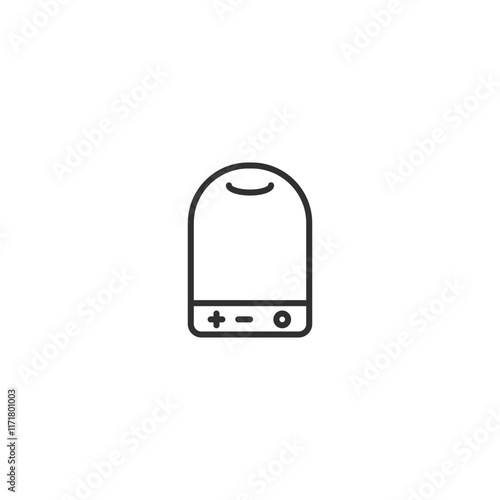 Minimalist smart speaker line icon on white background