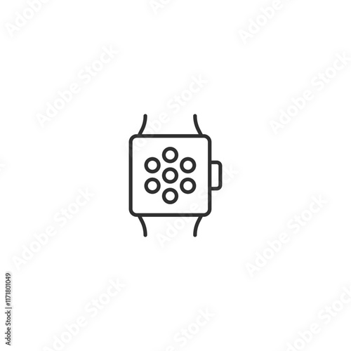 Minimalist line art of a smartwatch icon with app interface design