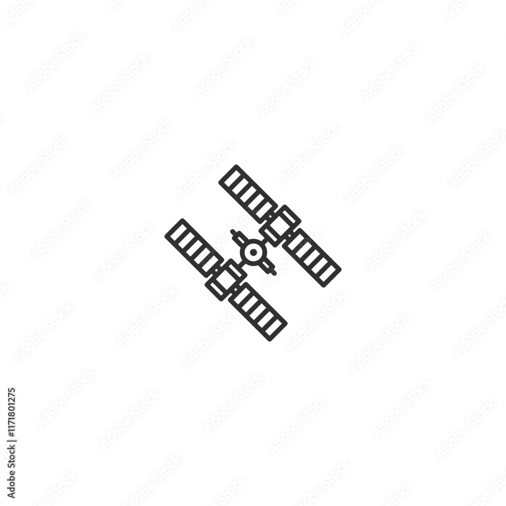 Minimalist satellite icon representing global connectivity and technology Minimalist satellite icon representing global connectivity and technology