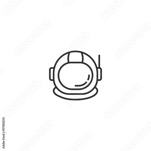 Minimalist line art astronaut helmet icon on white background