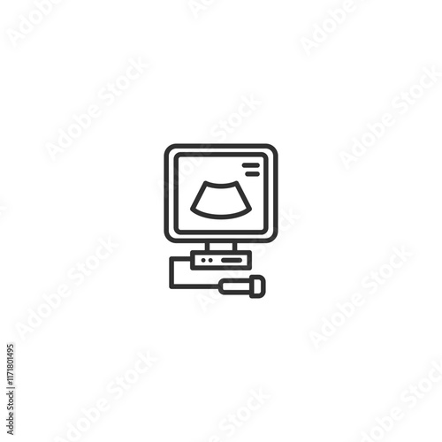 Minimalist ultrasound icon for medical and healthcare technology applications